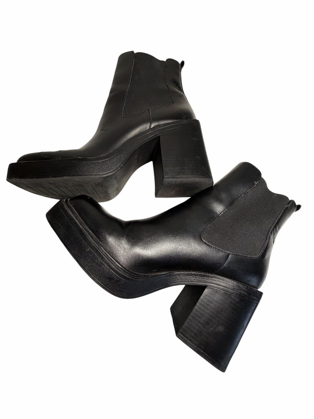 Pull & Bear Women's Black Leather Chelsea Booties Sz 38 (7.5) - Picture 7 of 12